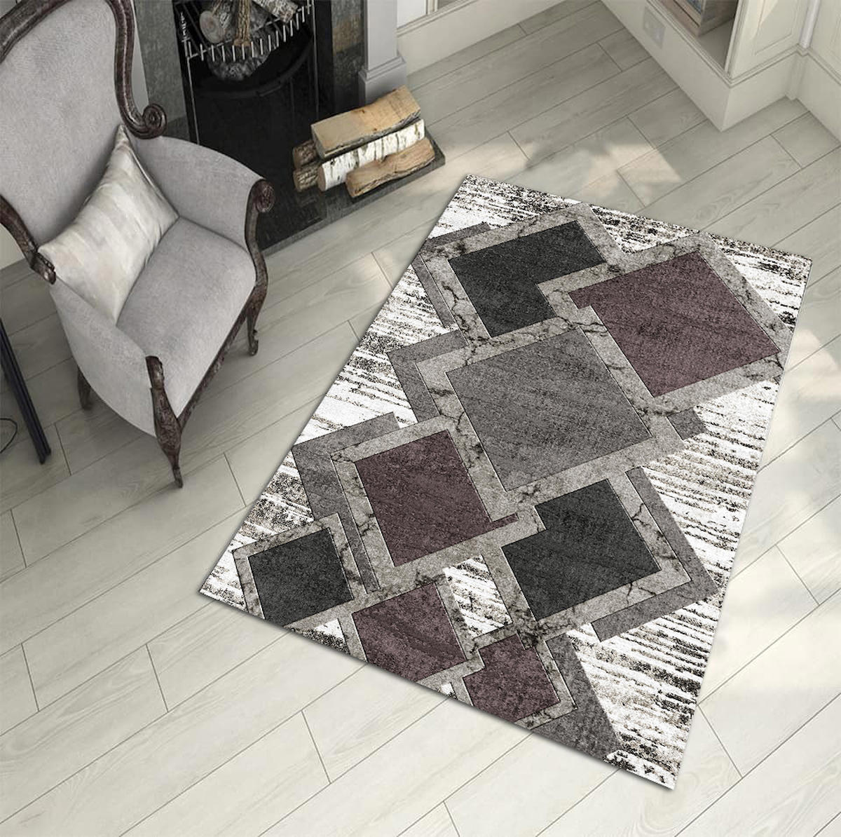 Aldora Çok Renkli 0.8 mm Polipropilen İnce Kaymaz Taban Dikdörtgen Makine Dokuma Halı 120x200 cm