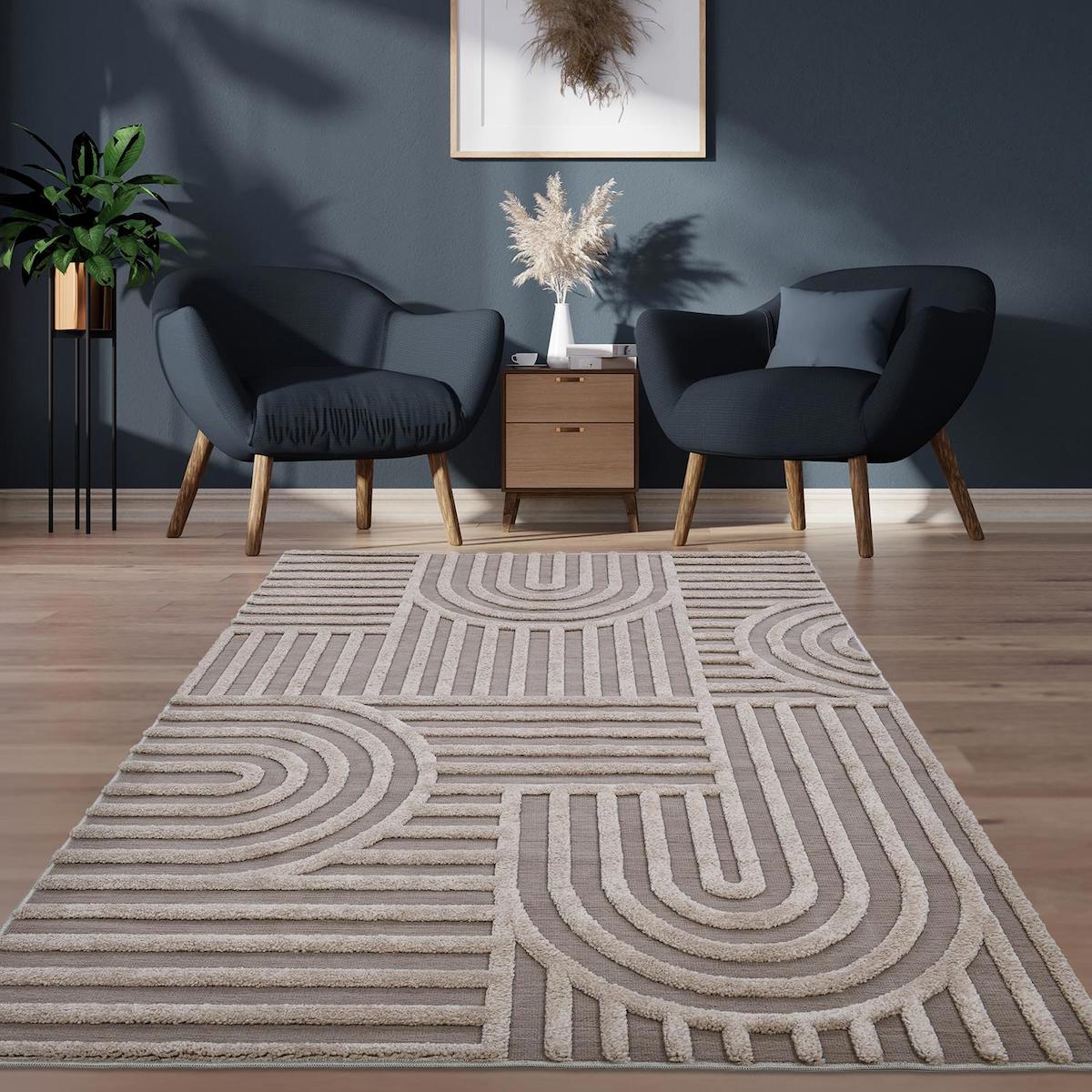 Giza Home Madu 1316O Vizon 20 mm Polyester Antibakteriyel Yıkanabilir Kalın Kaymaz Dikdörtgen Makine Dokuma Çocuk Odası-Oturma Odası Halısı 80x150 cm