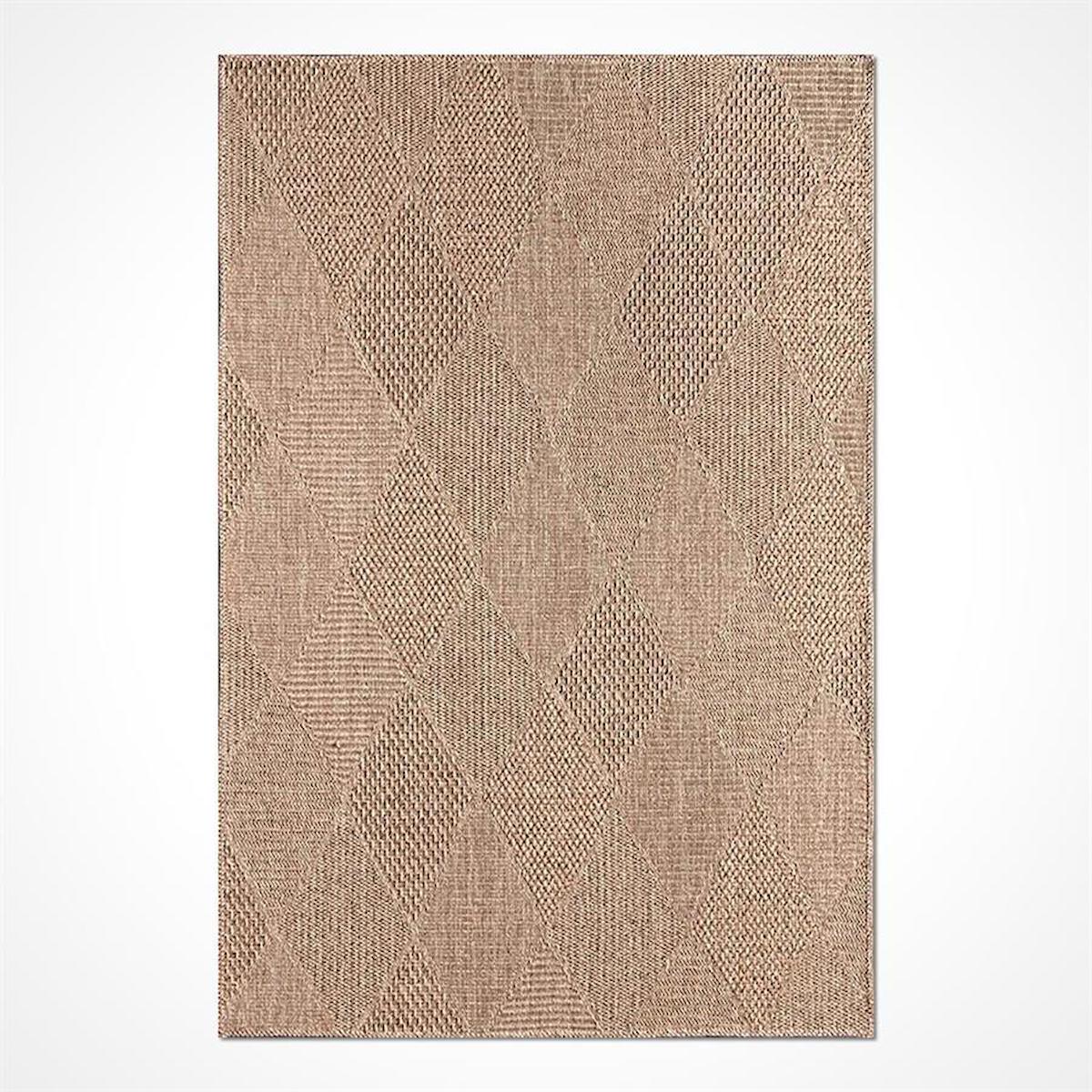 Kreasyon Halı Dhoku DH002 Bej 4 mm Polipropilen Yıkanabilir İnce Kaymaz Pamuk Taban Dikdörtgen Makine Dokuma Salon Halısı 100x200 cm