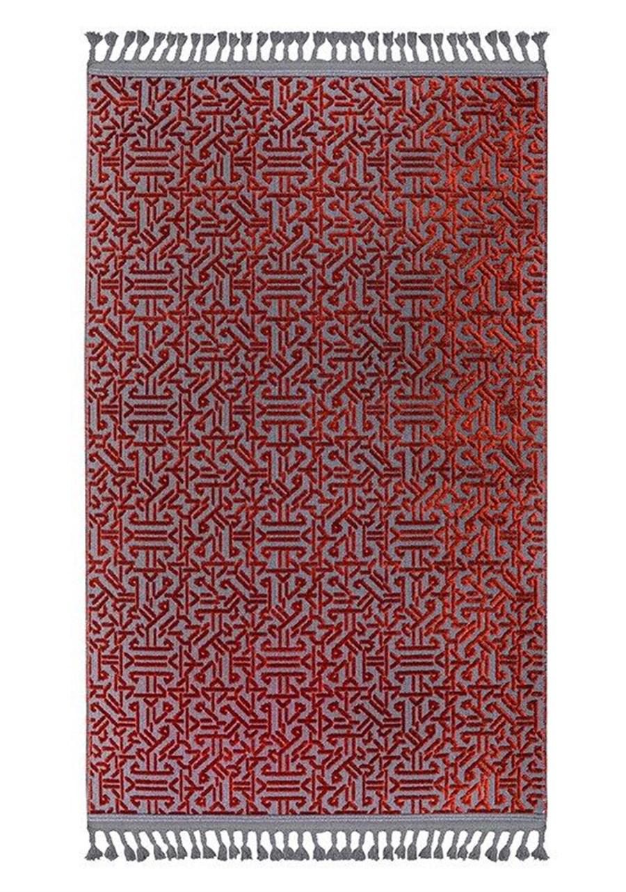 Kreasyon Halı Rönesans 9211 Kırmızı 3 mm Akrilik Antialerjenik Yıkanabilir İnce Kaymaz Pamuk Taban Dikdörtgen Makine Dokuma Salon Halısı 120x180 cm