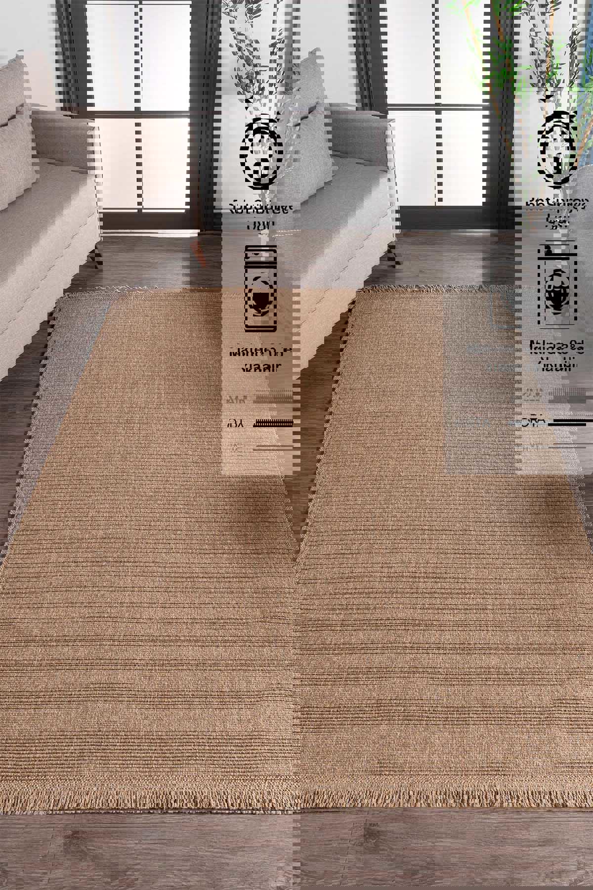 Konfor Halı Vlora 4761 Bej 7 mm Polipropilen Yıkanabilir Dikdörtgen Makine Dokuma Salon Halısı 120x180 cm