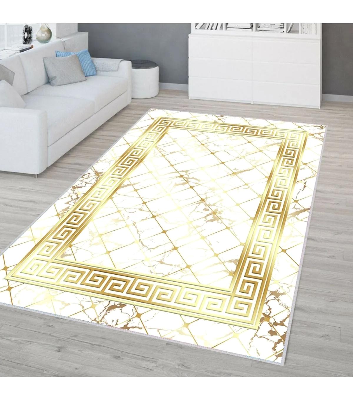 Rovigo Home RVG0325-SM036 Krem 8 mm Polyester Leke Tutmaz-Toz Tutmaz Yıkanabilir İnce Kaymaz Dot Taban Dikdörtgen Makine Dokuma Salon Halısı 150x233 cm