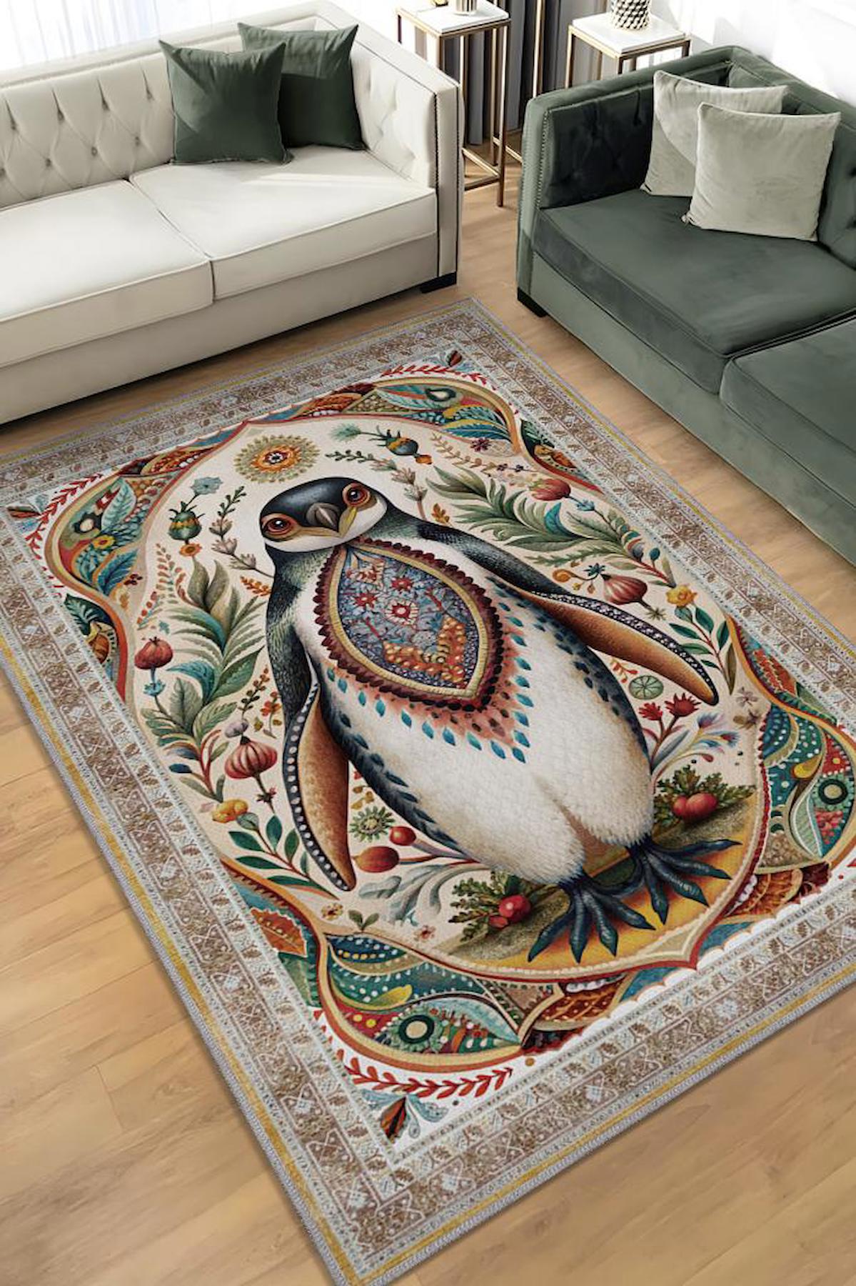 Homshtag Nuh'un Gemisi Krem 4 mm Pamuk Antistatik Yıkanabilir İnce Kaymaz Dikdörtgen Makine Dokuma Salon Halısı 155x230 cm
