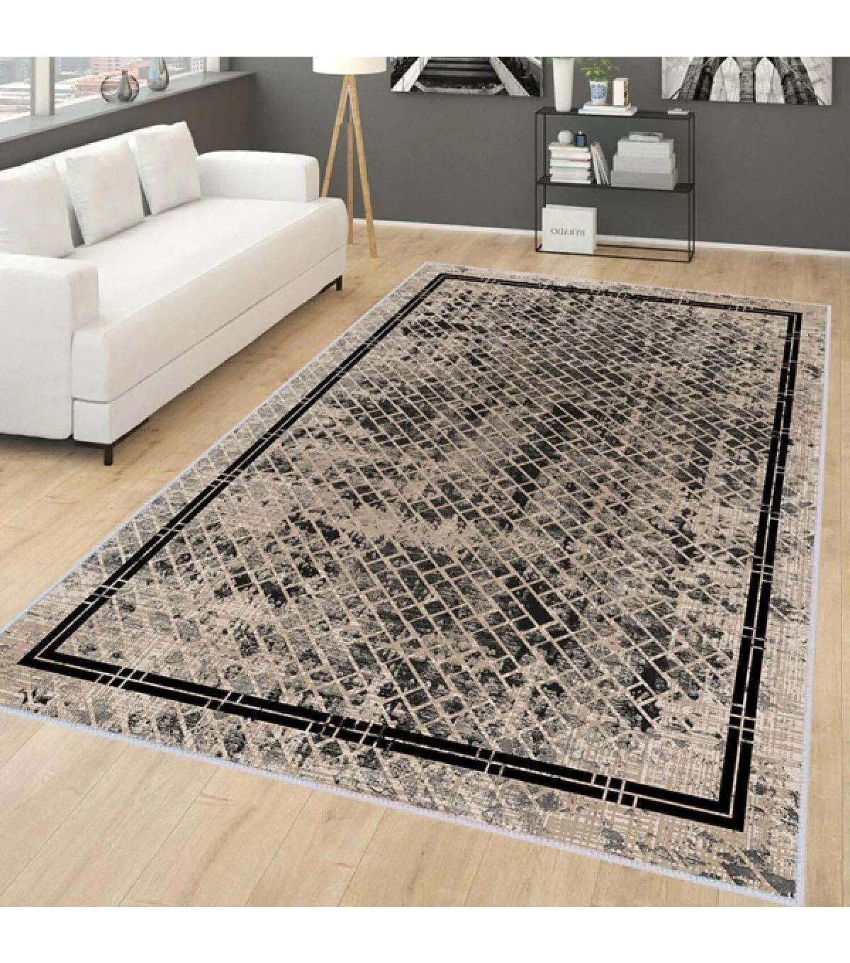 Rovigo Home RVG0162-SD1093 Kahverengi 8 mm Polyester Yıkanabilir Orta Kaymaz Dot Taban Dikdörtgen Makine Dokuma Salon Halısı 80x300 cm