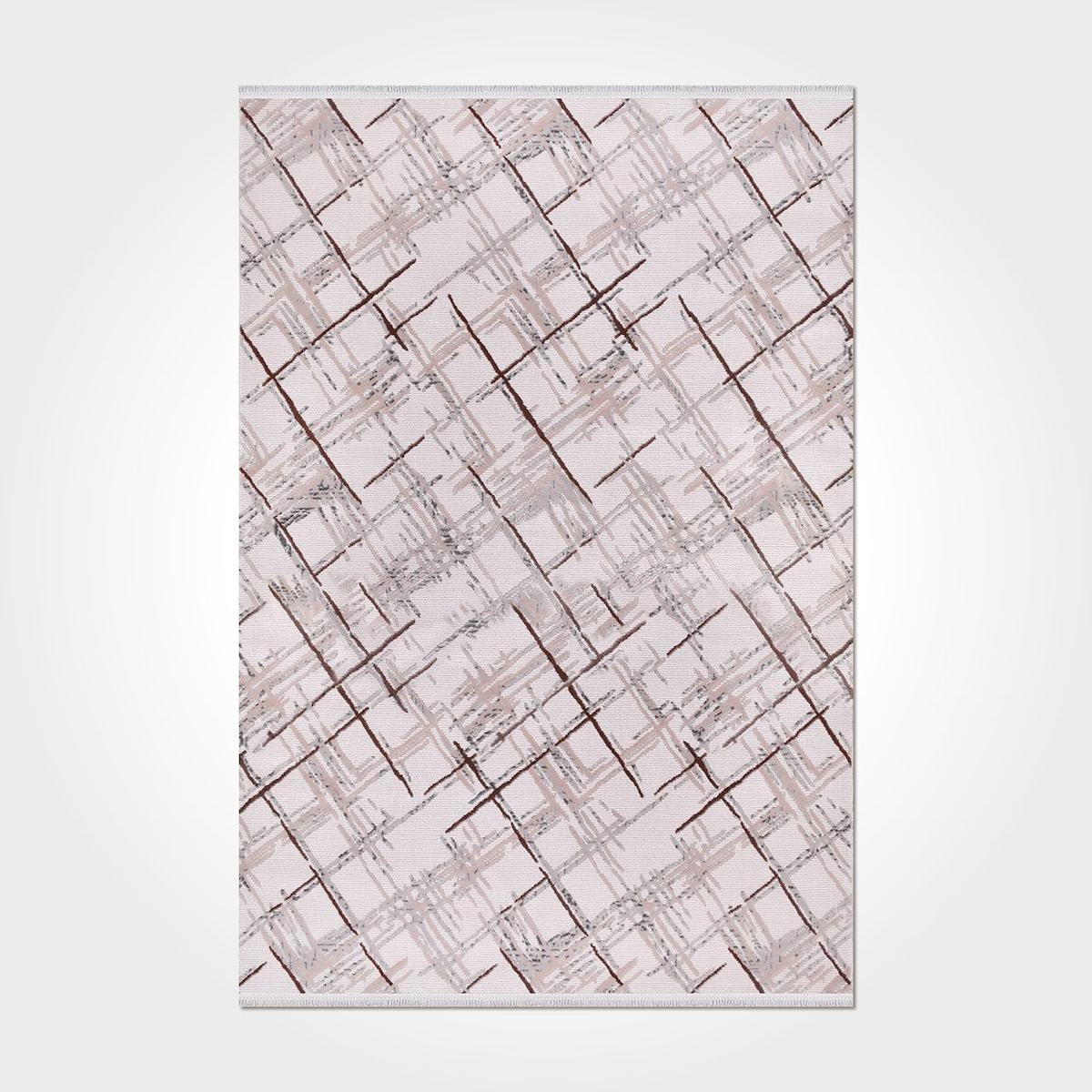 Crea Halı Argilla 15952K Krem 10 mm Akrilik Toz Tutmaz Yıkanabilir Orta Soyut Temalı Dikdörtgen Makine Dokuma Salon Halısı 80x200 cm