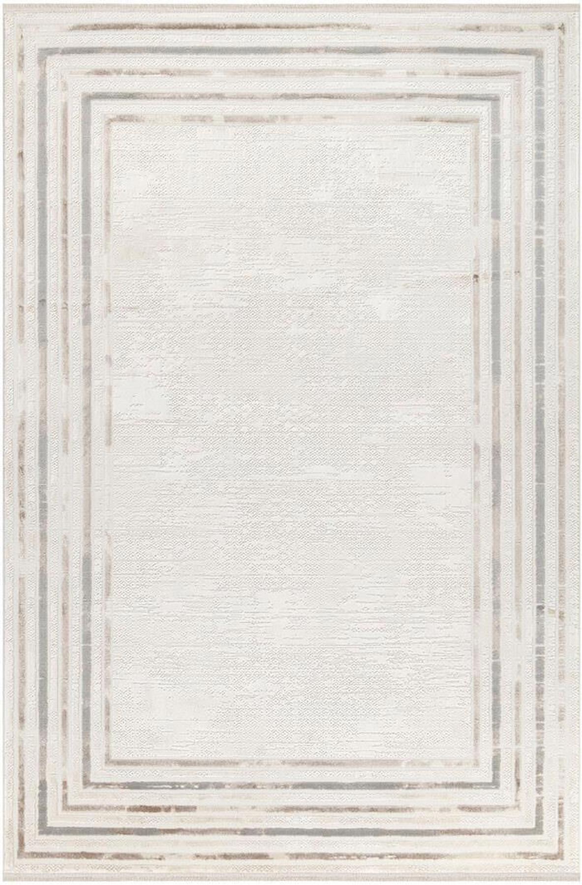 İpek Mekik Halı Allures Ekru 8 mm Viskon Yıkanabilir Orta Kaymaz Taban Dikdörtgen Makine Dokuma Antre-Çocuk Odası-Salon-Yatak Odası Halısı 100x300 cm