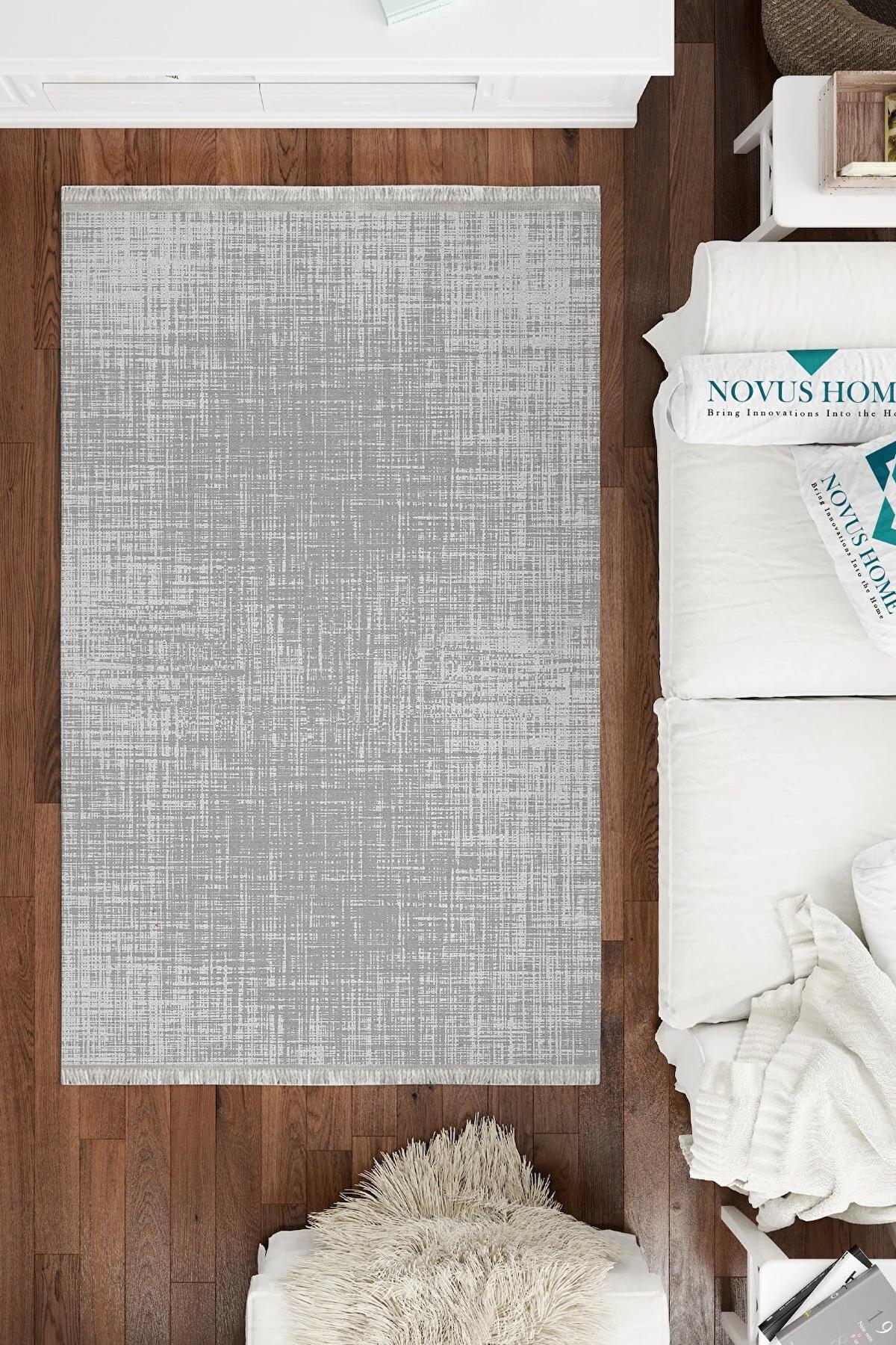 Novus Home Westa Serisi Bej 6 mm Pamuk Antibakteriyel-Toz Tutmaz-Yalıtıma Yardımcı Yıkanabilir İnce Kaymaz Taban Dikdörtgen Makine Dokuma Antre-Salon-Yatak Odası Halısı 120x180 cm