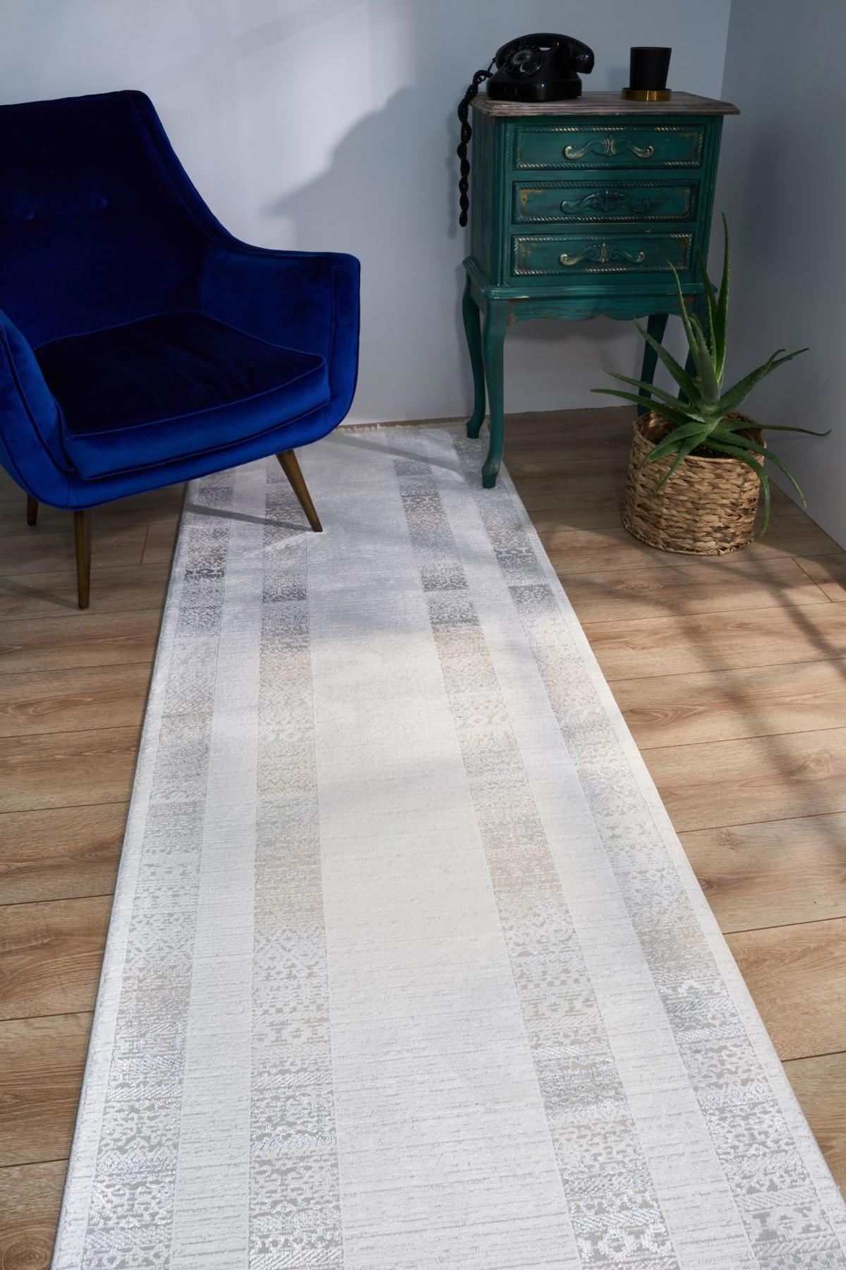 Apex Savannah 9007 Krem Pamuk Yıkanabilir İnce Kaymaz Jüt Taban Dikdörtgen Makine Dokuma Salon Halısı 100x200 cm