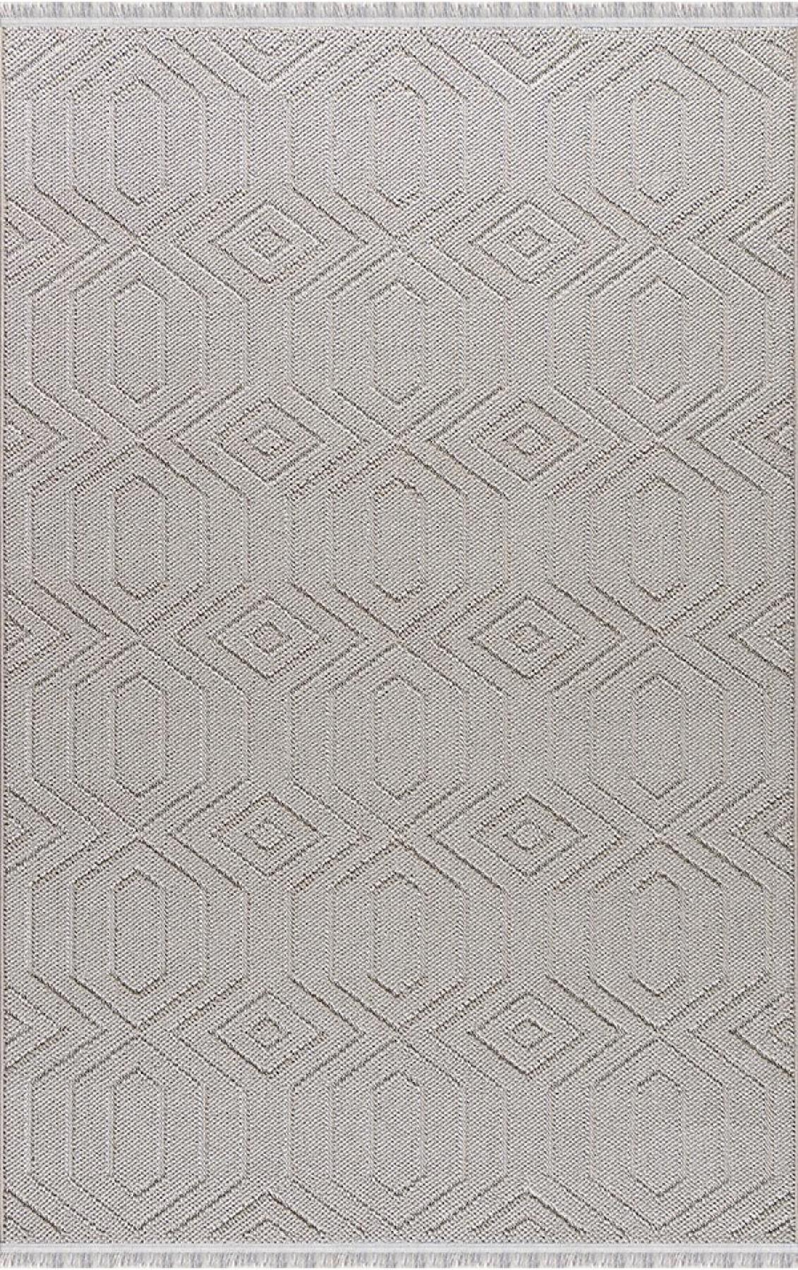 Padişah Riva 60594 Bej 6 mm Polyester Toz Tutmaz İnce Kaymaz Dikdörtgen Makine Dokuma Salon Halısı 160x300 cm