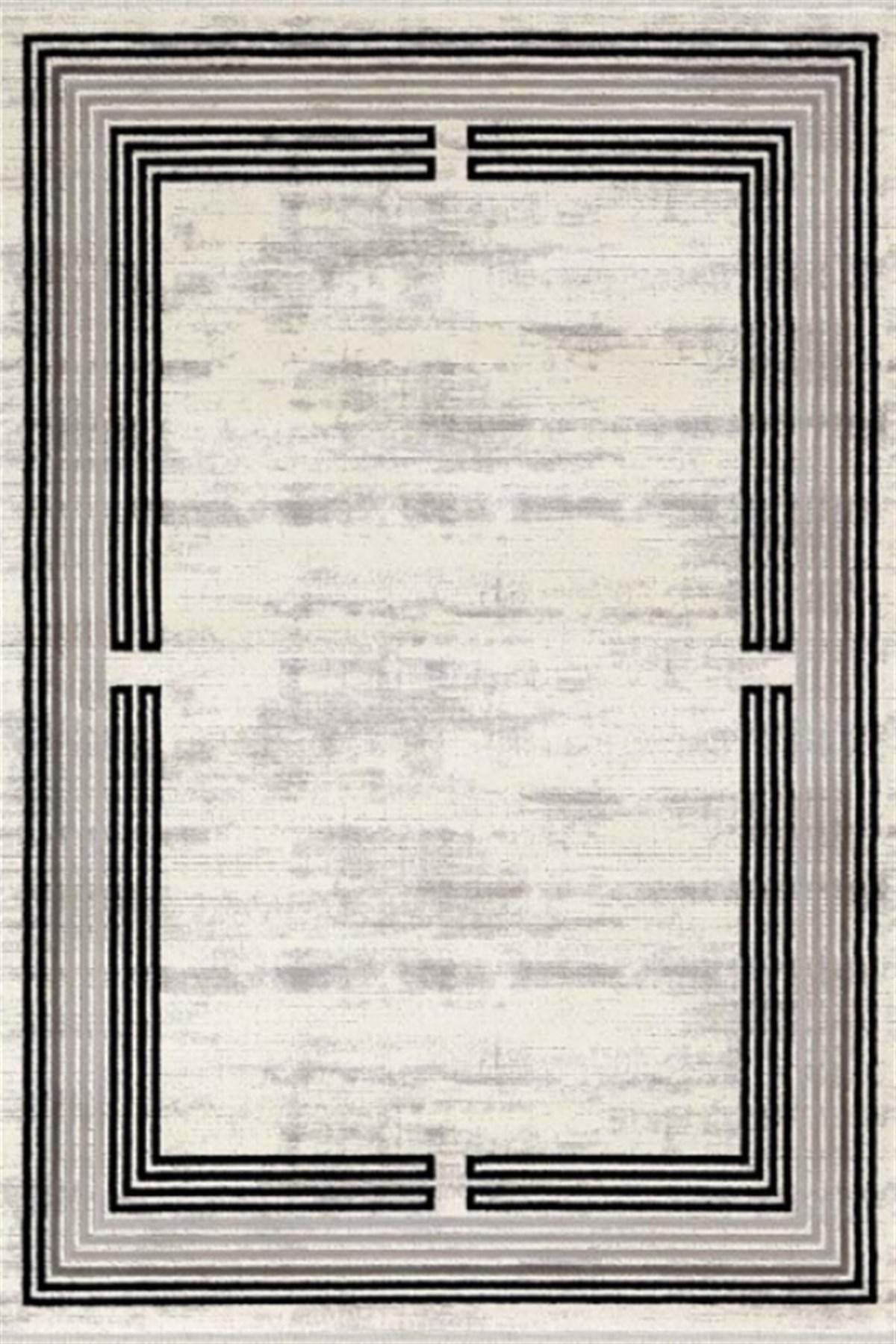 Padişah Eternity Siyah 11 mm Akrilik Yıkanabilir İnce Kaymaz Dikdörtgen Makine Dokuma Salon Halısı 160x230 cm