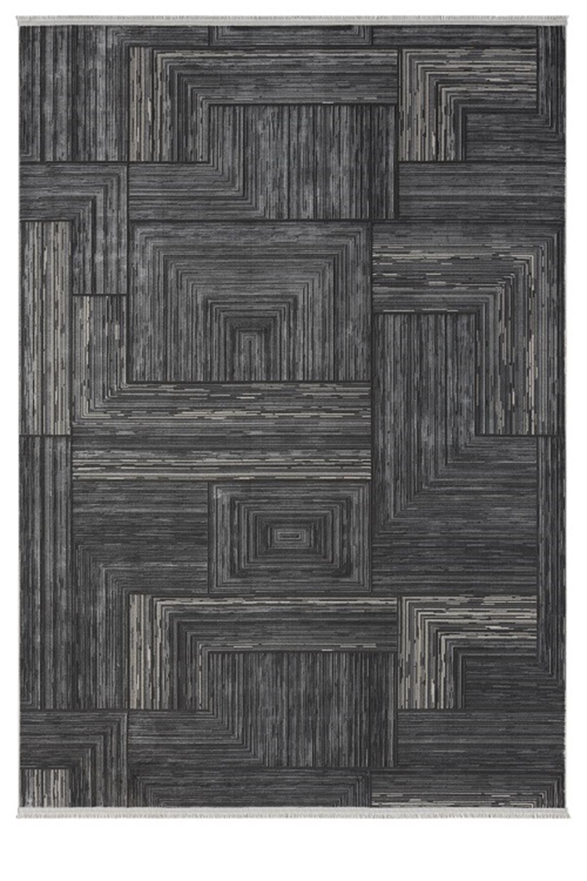 Seyran Halı Gusto 902 Antrasit 9 mm Polyester Antibakteriyel Yıkanabilir Orta Dikdörtgen Makine Dokuma Salon Halısı 300x400 cm