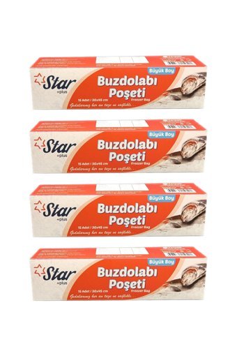 Star Plus Büyük Buz Dolabı Poşeti 4x15 Adet