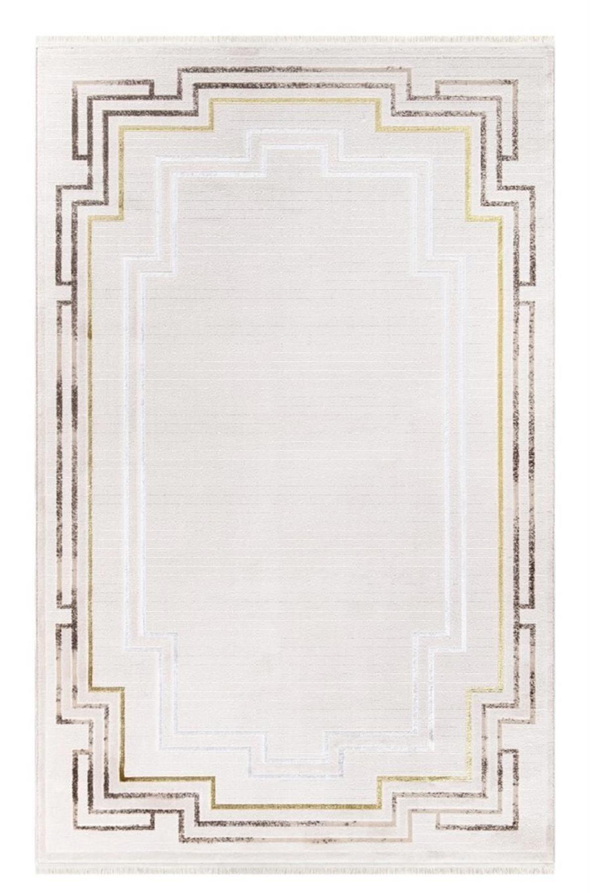 İpek Mekik Halı Anisa 15902 Sarı 10 mm Akrilik Yıkanabilir Orta Kaymaz Pamuk Taban Dikdörtgen Makine Dokuma Antre-Çocuk Odası-Salon-Yatak Odası Halısı 120x180 cm