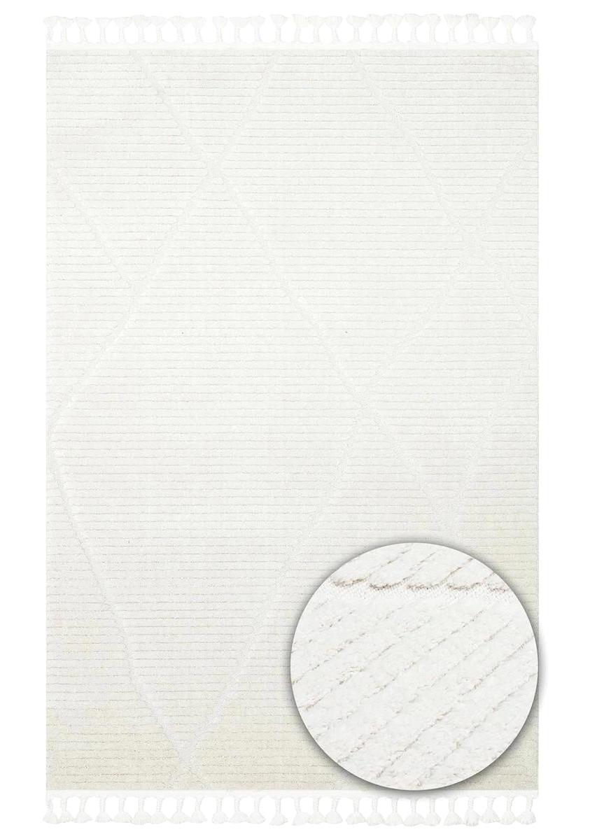 Eko Halı Terazzo TRZ07 Krem 12 mm Polyester Silinebilir Yıkanabilir Kalın Kaymaz Dikdörtgen Makine Dokuma Oturma Odası-Salon Halısı 200x290 cm