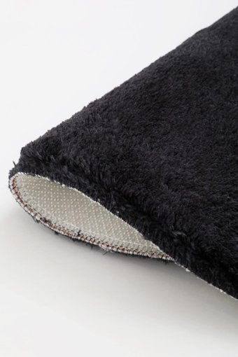 Dijidekor Siyah 20 mm Peluş Antibakteriyel Yıkanabilir Kalın Kaymaz Dot Taban Oval Makine Dokuma Oturma Odası Halısı 80x500 cm