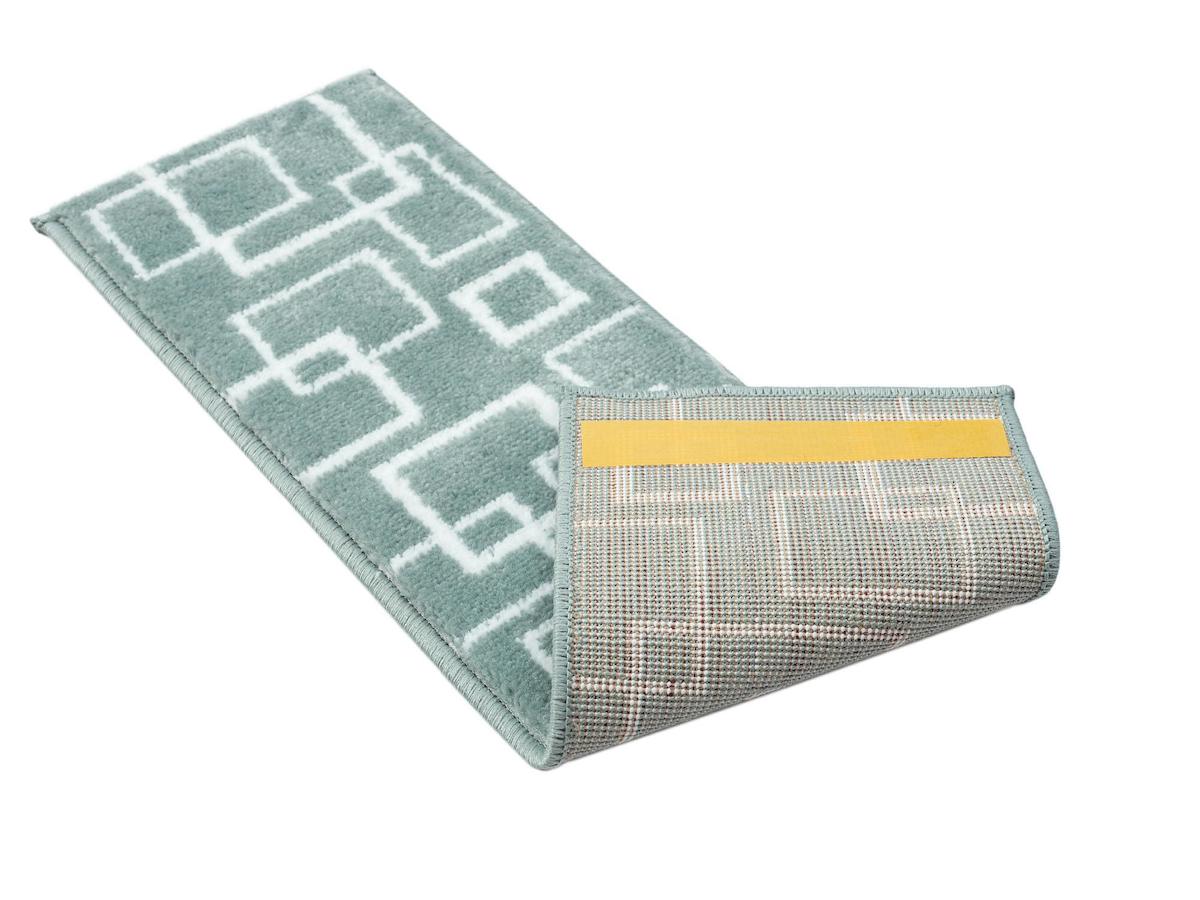 Glary Home GH40A-WT-GRY7 Beyaz-Mavi 3 mm Polipropilen Yıkanabilir İnce Kaymaz Lateks Taban Geometrik Dikdörtgen Makine Dokuma Merdiven Halısı 120x180 cm
