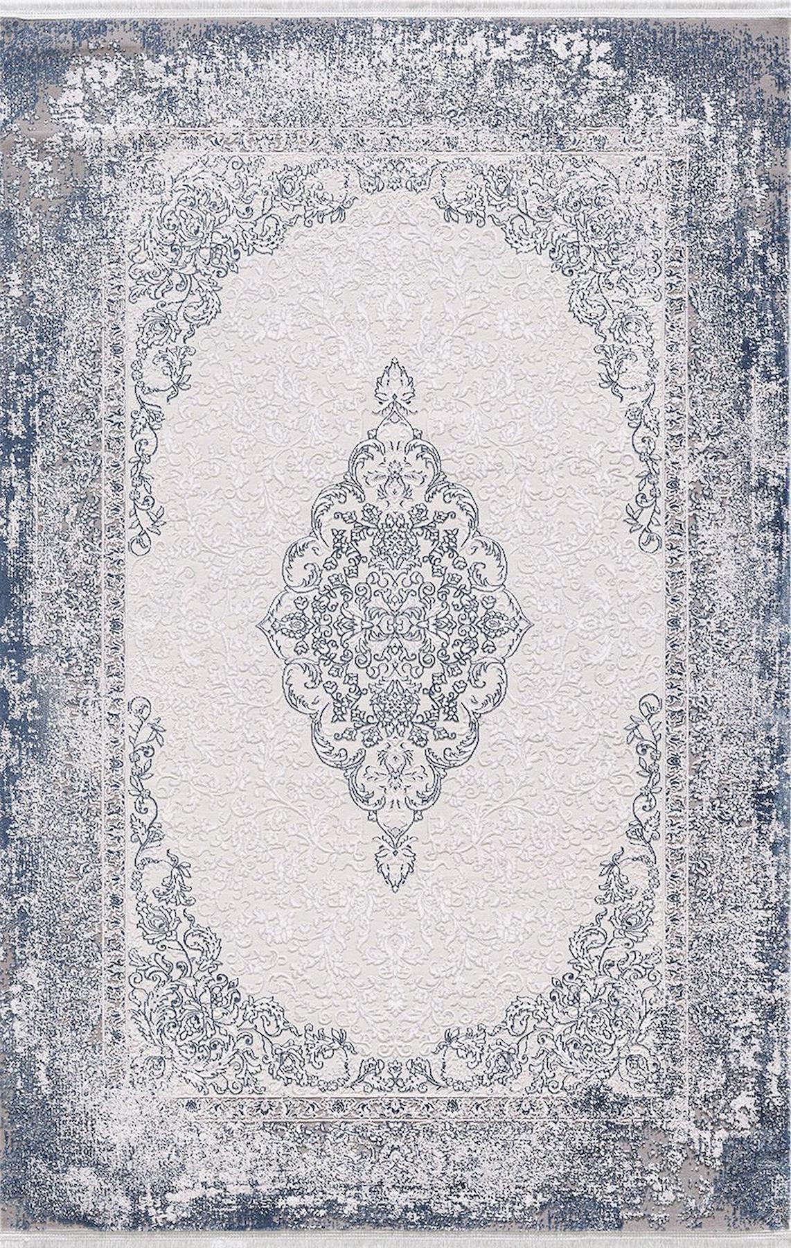 Artemis Halı Dream 09707D Gri-Mavi 0.8 mm Akrilik Yıkanabilir İnce Kaymaz Jüt Taban Dikdörtgen Makine Dokuma Salon Halısı 80x140 cm