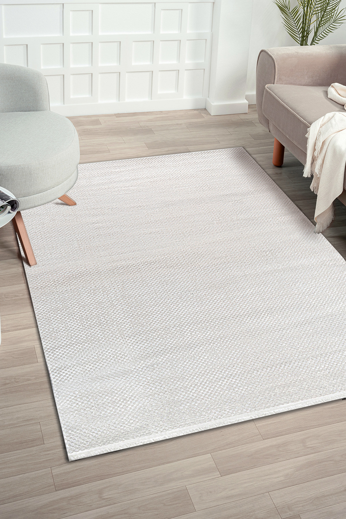 Konfor Halı Mirissa 9413 Krem 10 mm Akrilik Yıkanabilir Kalın Dot Taban Dikdörtgen Makine Dokuma Salon Halısı 160x230 cm