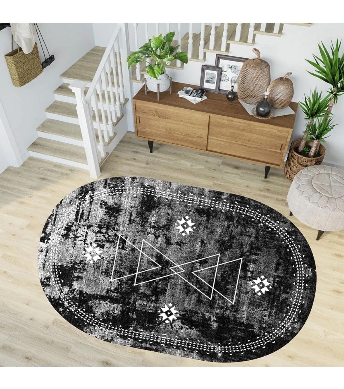 Rovigo Home RVG7268-SD1034 Çok Renkli 8 mm Polyester Yıkanabilir Orta Kaymaz Dot Taban Dikdörtgen Makine Dokuma Salon Halısı 100x500 cm
