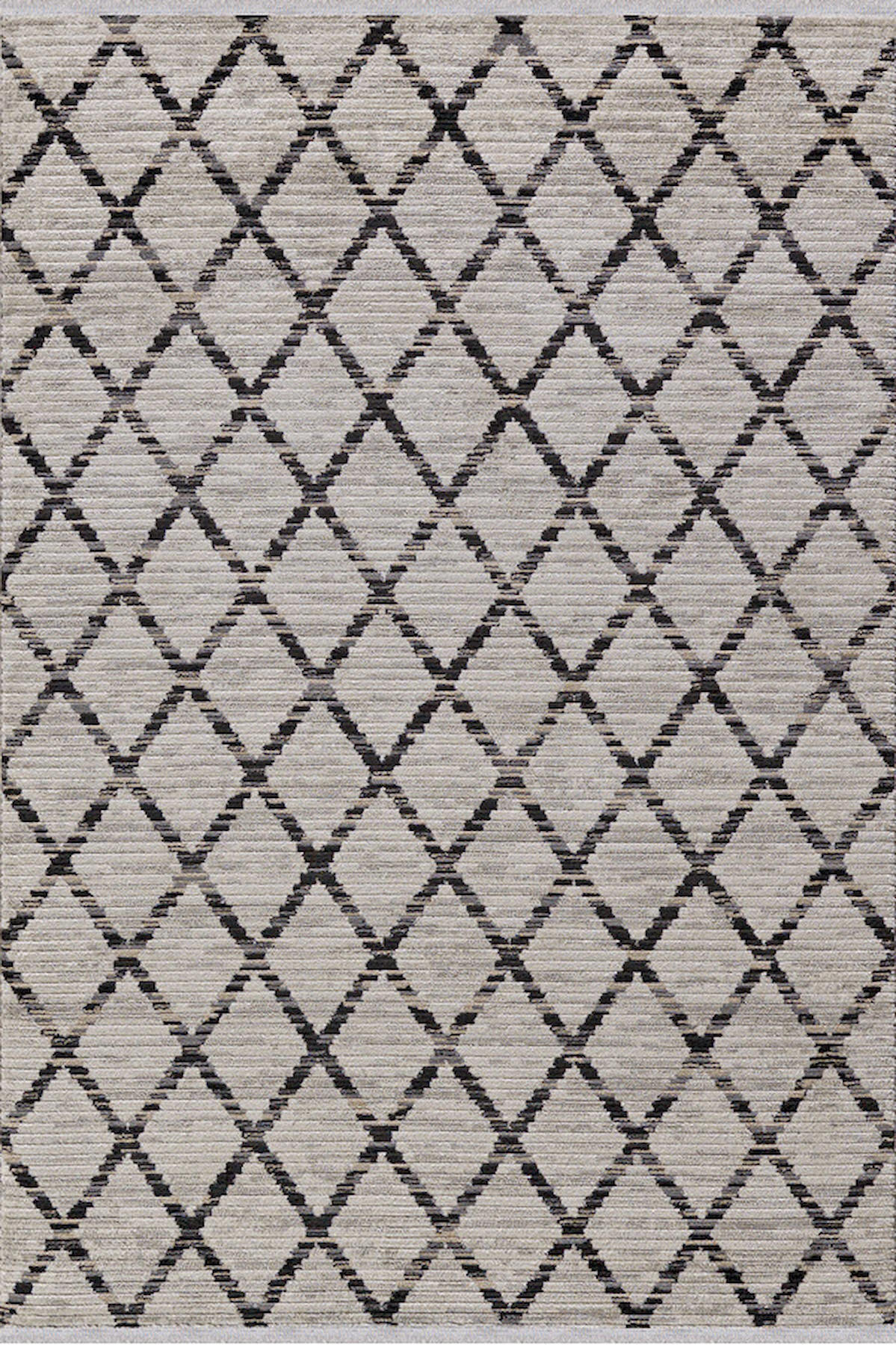 Dinarsu Nero 36481 Gri 8 mm Silinebilir Yıkanabilir Orta Kaymaz Geometrik Dikdörtgen Makine Dokuma Oturma Odası-Salon Halısı 80x120 cm