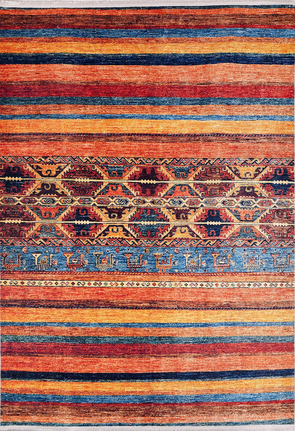 Halı Atölyesi HK042 Turuncu 5 mm Pamuk Yıkanabilir Kaymaz Taban Dikdörtgen Makine Dokuma Salon Halısı 140x200 cm