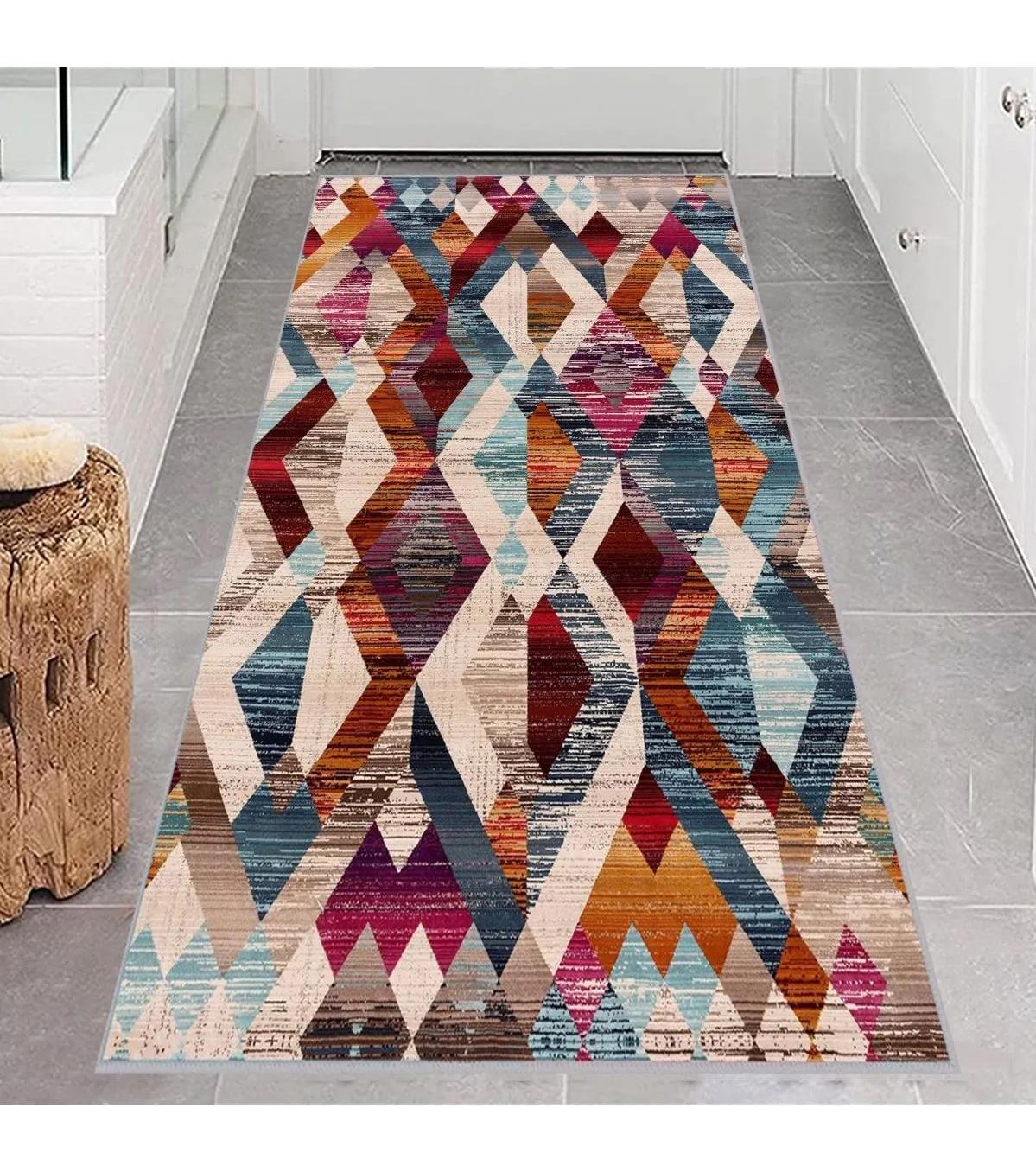 Rovigo Home RVG0628 Krem 8 mm Polyester Antibakteriyel-Leke Tutmaz-Toz Tutmaz Yıkanabilir İnce Kaymaz Dot Taban Dikdörtgen Makine Dokuma Salon Halısı 60x100 cm