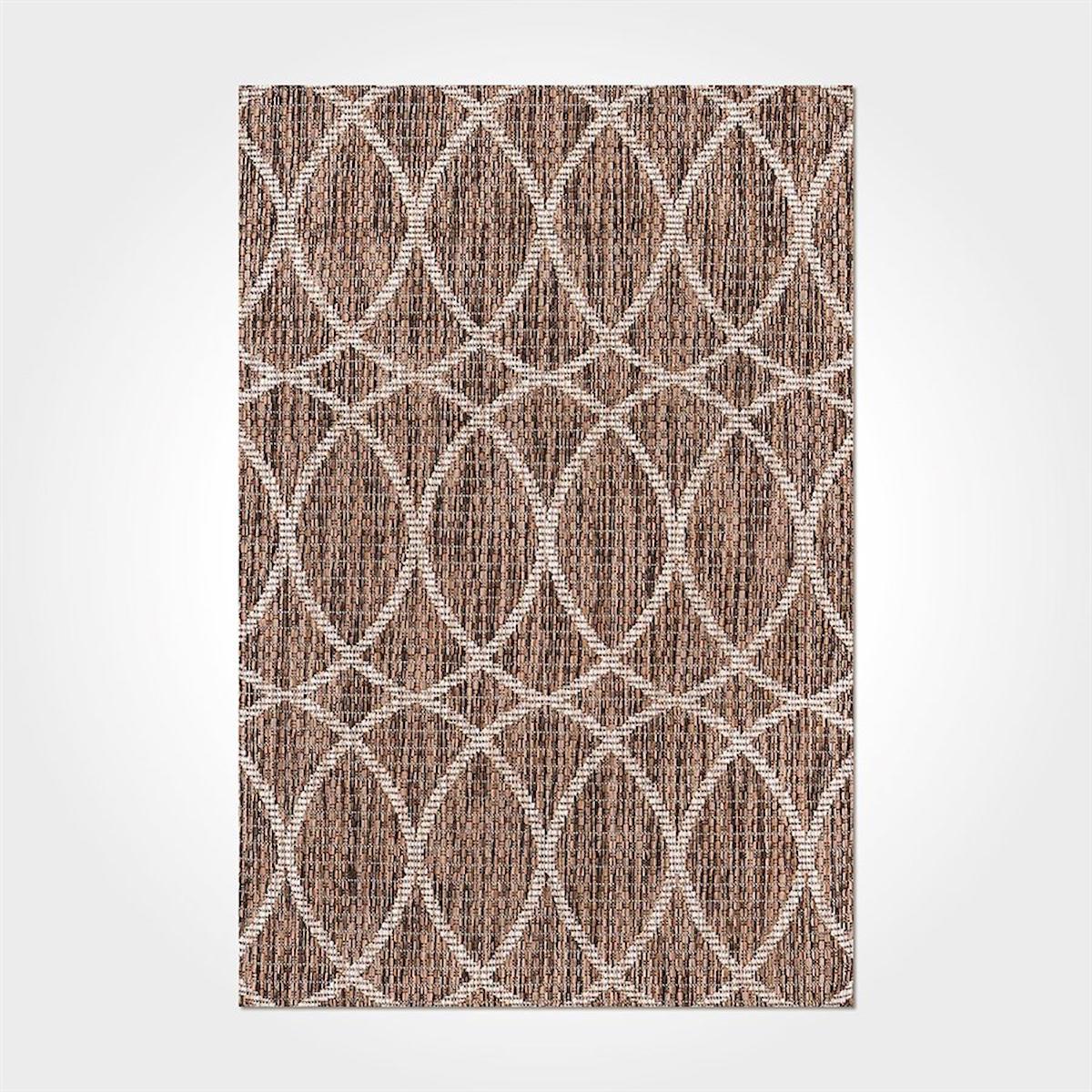 Crea Halı 2577PC Kahverengi Pamuk-Polyester Yıkanabilir İnce Kaymaz Pamuk Taban Dikdörtgen Makine Dokuma Salon Halısı 160x230 cm