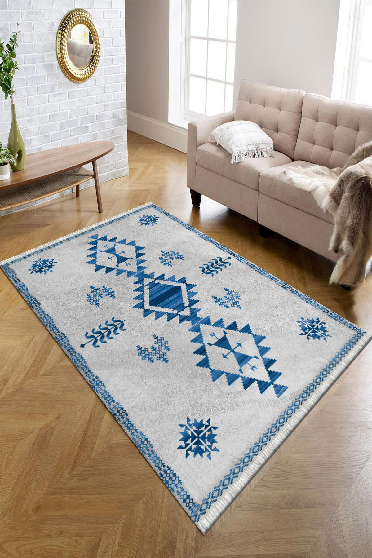 Kreatif Halı Çok Renkli 4 mm Polyester Antibakteriyel Yıkanabilir İnce Kaymaz Geometrik Dikdörtgen Makine Dokuma Salon Halısı 100x150 cm