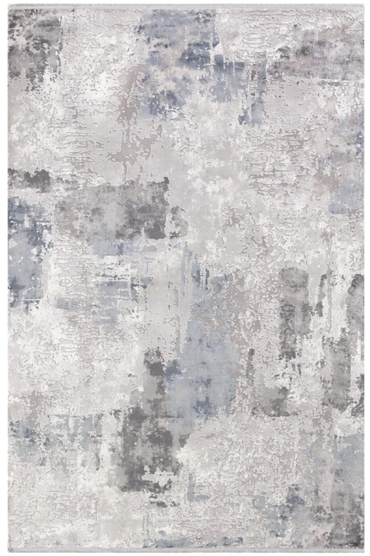 Padişah 23279 Gri 6 mm Akrilik Antibakteriyel Yıkanabilir İnce Kaymaz Jüt Taban Dikdörtgen Makine Dokuma Salon Halısı 120x300 cm