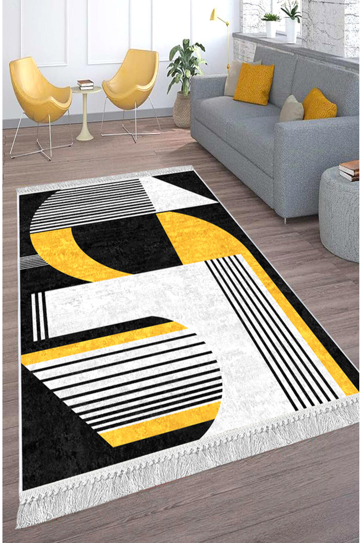Artizon ART224 Çok Renkli 0.8 mm Polyester Toz Tutmaz Yıkanabilir İnce Kaymaz Dot Taban Dikdörtgen Makine Dokuma Salon Halısı 140x300 cm