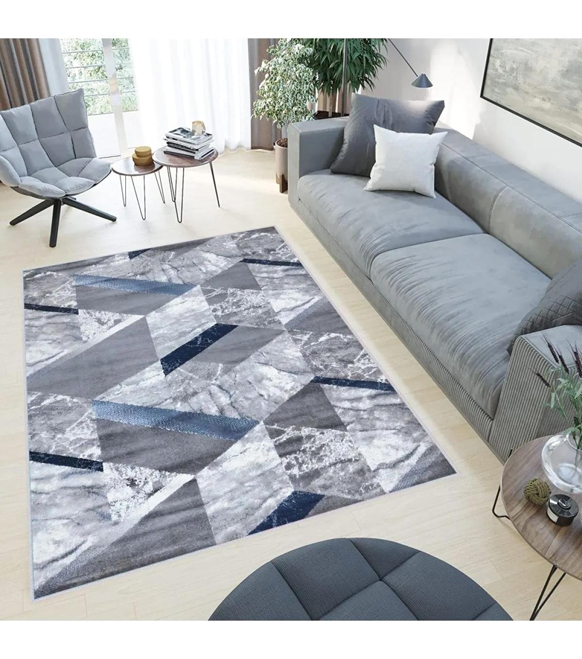 Rovigo Home RVG0426 Beyaz-Gri 8 mm Polyester Leke Tutmaz-Toz Tutmaz Yıkanabilir İnce Kaymaz Dot Taban Dikdörtgen Makine Dokuma Salon Halısı 100x300 cm