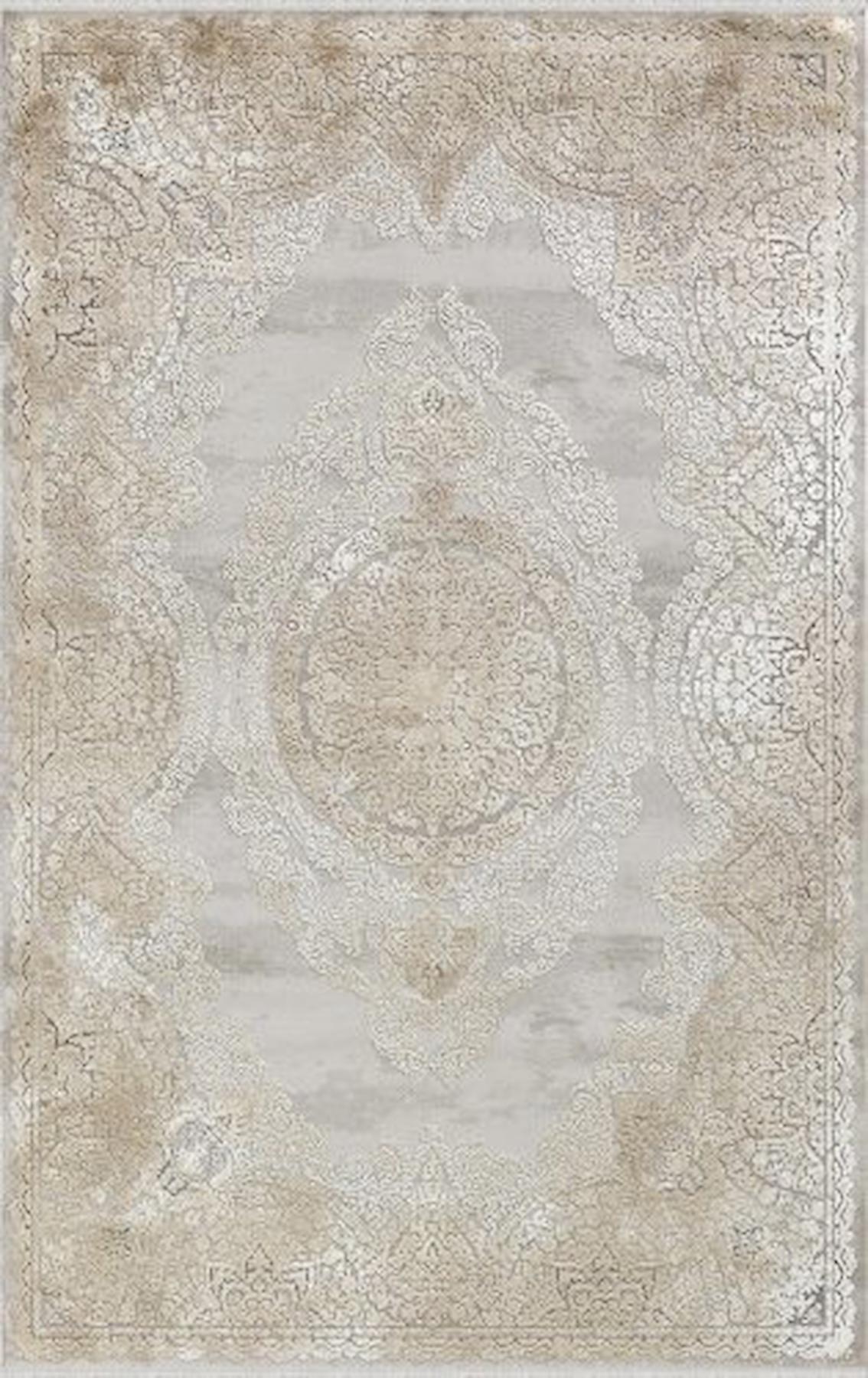Merinos Tresor 19940 Krem 10 mm Akrilik Yumuşak Yıkanabilir Kalın Kaymaz Dikdörtgen Makine Dokuma Salon Halısı 100x300 cm