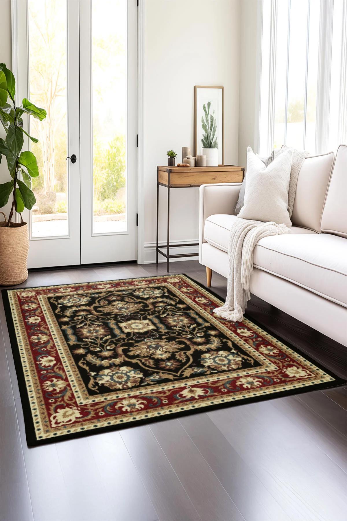 Comotex Krem 7 mm Polyester Antibakteriyel Yıkanabilir Kalın Kaymaz Taban Dikdörtgen Makine Dokuma Salon Halısı 120x500 cm