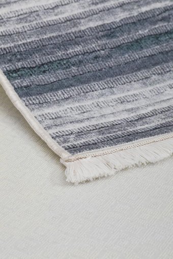 Dijidekor 9026 Gri 7 mm Polyester Yıkanabilir Orta Kaymaz Dot Taban Dikdörtgen Makine Dokuma Salon Halısı 100x150 cm