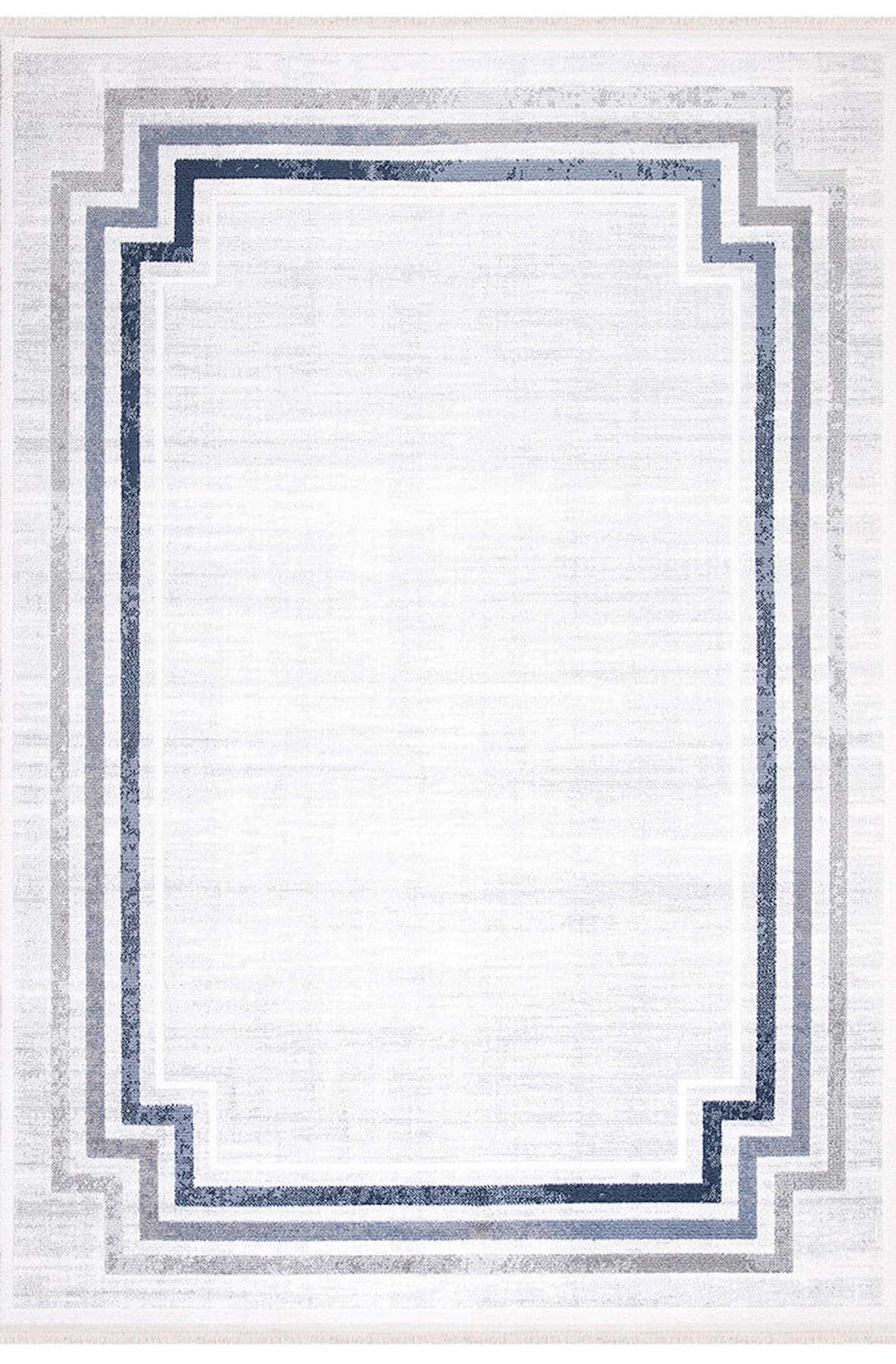 İpek Home Lapena 11554 Beyaz-Lacivert 10 mm Akrilik Yıkanabilir Orta Kaymaz Pamuk Taban Dikdörtgen Makine Dokuma Antre-Çocuk Odası-Salon-Yatak Odası Halısı 120x180 cm