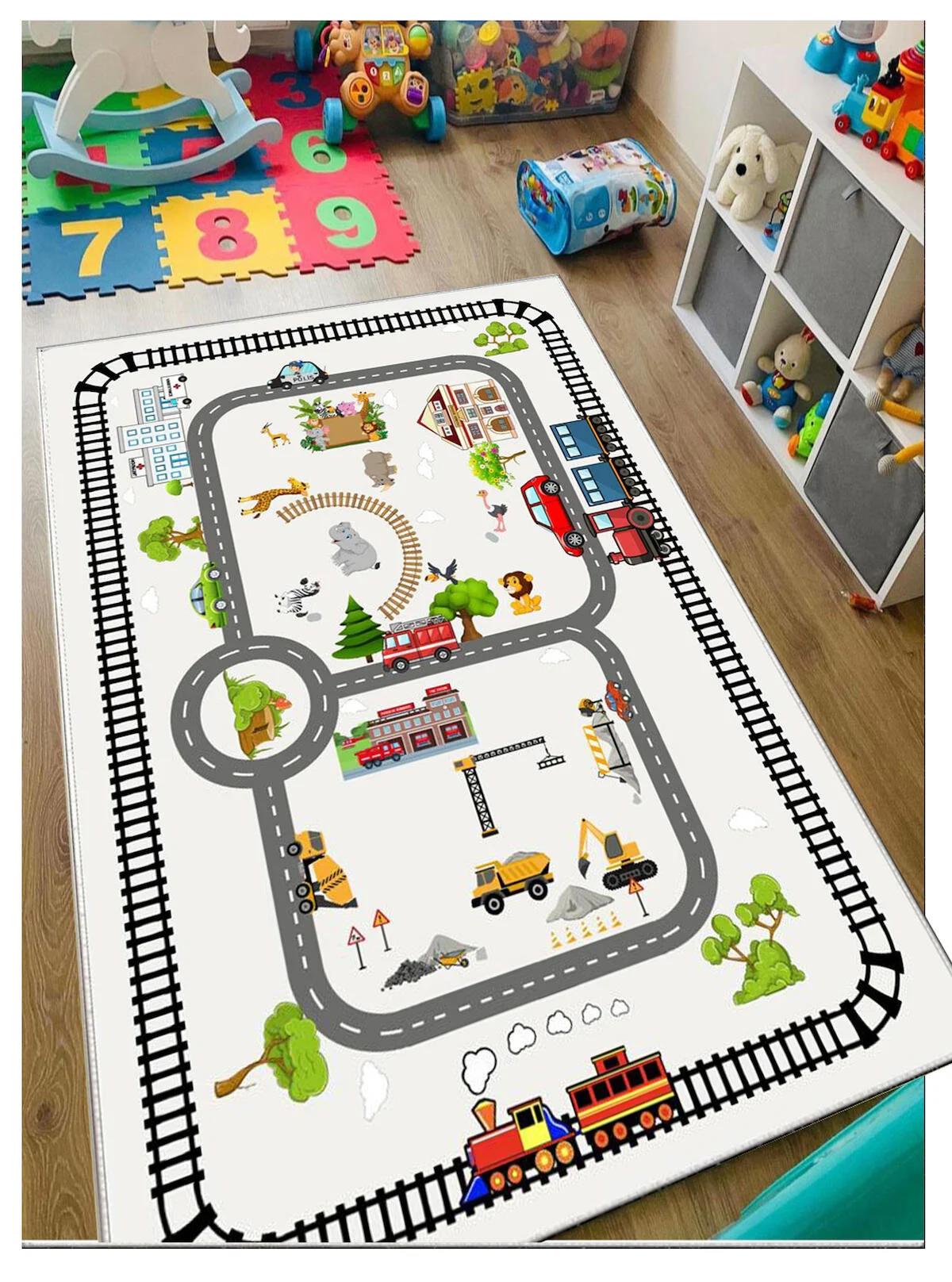 Sty Home Çok Renkli 0.8 mm Antialerjenik-Antibakteriyel-Antistatik-Leke Tutmaz-Toz Tutmaz Yıkanabilir İnce Kaymaz Dot Taban Figürlü Dikdörtgen Makine Dokuma Halı 200x290 cm
