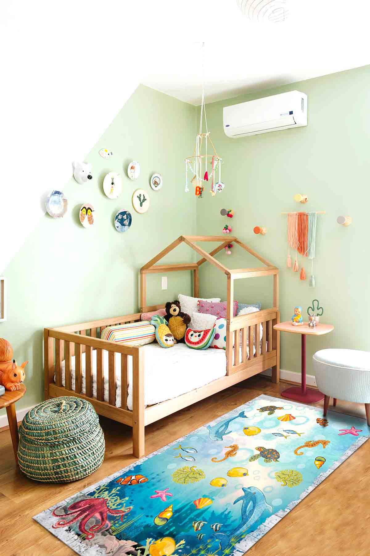 Latte Dizayn Luka Krem 0.5 mm Pamuk Antibakteriyel Yıkanabilir İnce Kaymaz Pamuk Taban Dikdörtgen Makine Dokuma Salon Halısı 100x100 cm