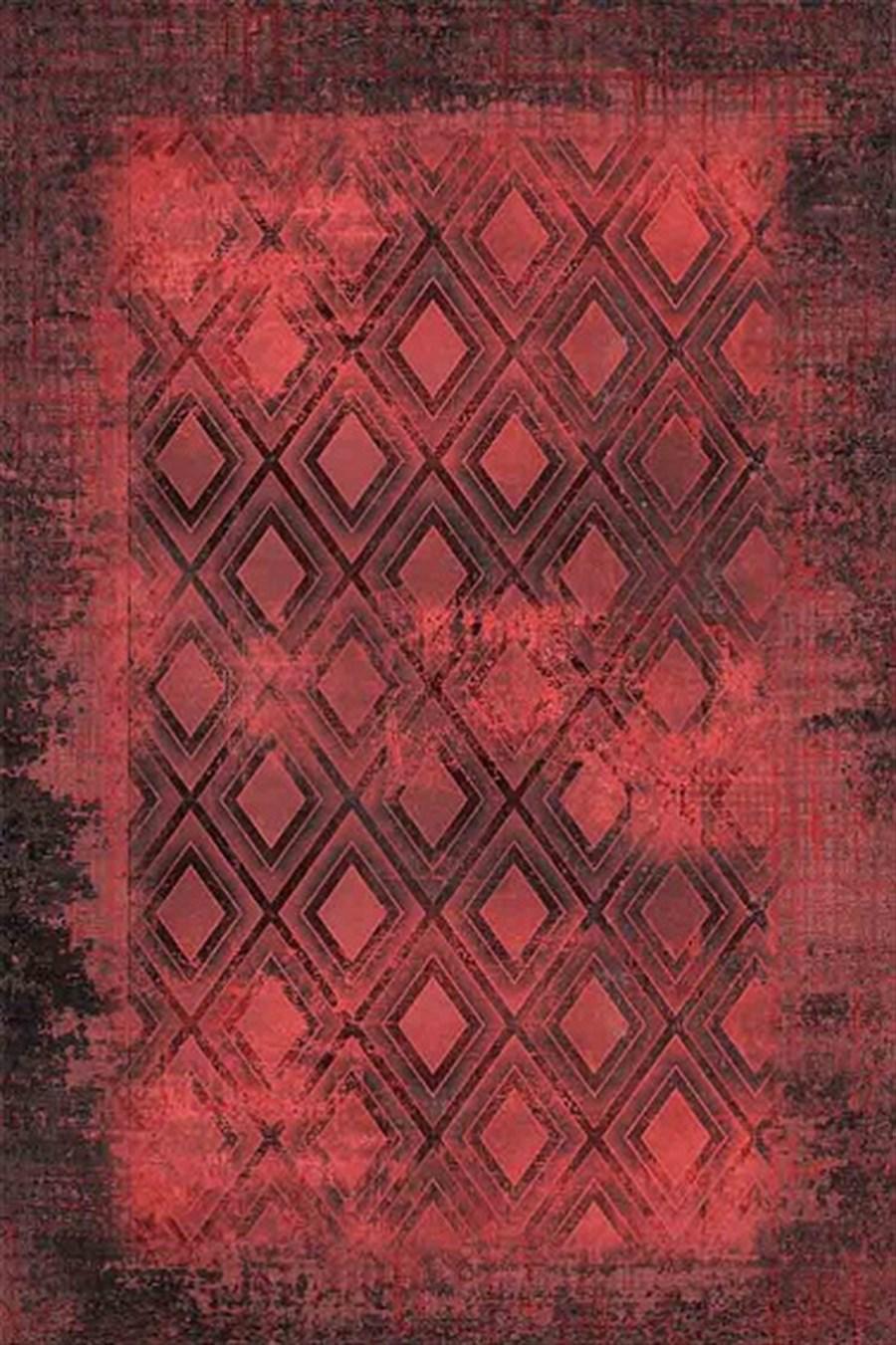 Kreasyon Halı Pandora 2765 Bordo 5 mm Polyester Yıkanabilir İnce Kaymaz Pamuk Taban Dikdörtgen Makine Dokuma Salon Halısı 100x300 cm