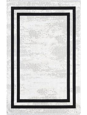 Pierre Cardin Monet MT20B Gri-siyah 6 mm Akrilik Yumuşak Yıkanabilir İnce Kaymaz Dikdörtgen Makine Dokuma Salon Halısı 100x200 cm