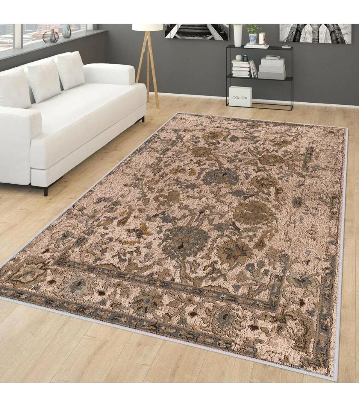 Rovigo Home RVG0261 Çok Renkli 8 mm Polyester Antibakteriyel-Leke Tutmaz-Toz Tutmaz Yıkanabilir İnce Kaymaz Dot Taban Dikdörtgen Makine Dokuma Salon Halısı 80x150 cm