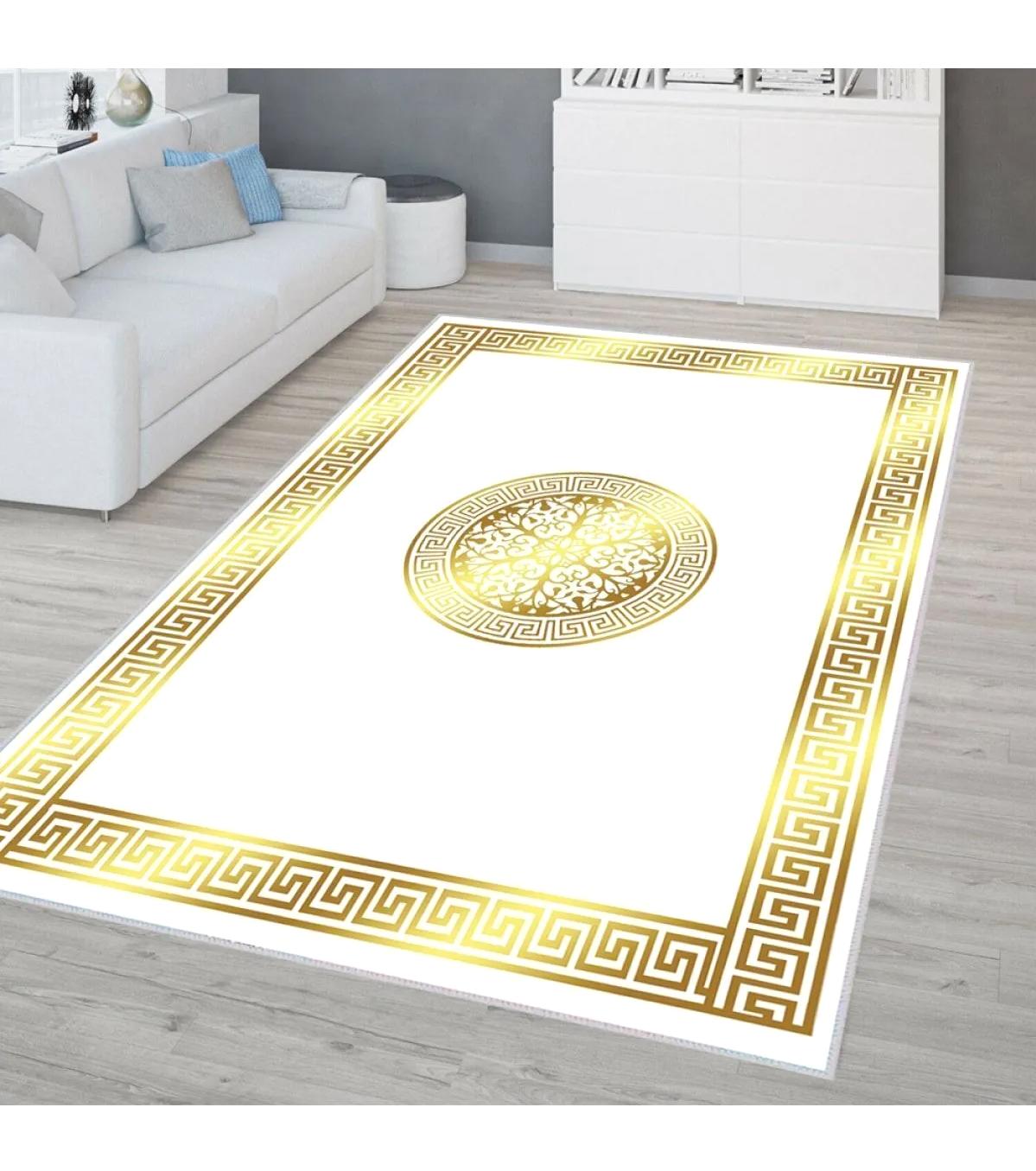 Rovigo Home RVG0327-SM46 Krem 8 mm Polyester Antibakteriyel-Leke Tutmaz-Toz Tutmaz Yıkanabilir İnce Kaymaz Dot Taban Dikdörtgen Makine Dokuma Salon Halısı 150x233 cm