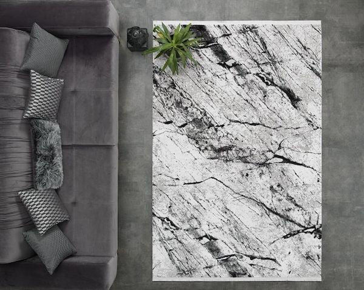 Gümüşsuyu 11303 Gri 6 mm Pamuk Toz Tutmaz Yıkanabilir İnce Kaymaz Dikdörtgen Makine Dokuma Salon Halısı 80x110 cm