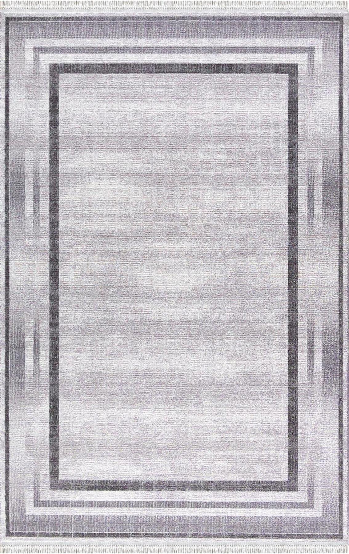 Merinos Rodin 60900 Gri 8 mm Akrilik Toz Tutmaz Yıkanabilir Kalın Kaymaz Dikdörtgen Makine Dokuma Salon Halısı 80x500 cm