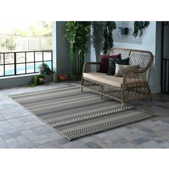 Gümüşsuyu Deco Natural Bej-Siyah 0.8 mm Polyester Antibakteriyel Yıkanabilir İnce Kaymaz Dikdörtgen Makine Dokuma Salon Halısı 80x150 cm