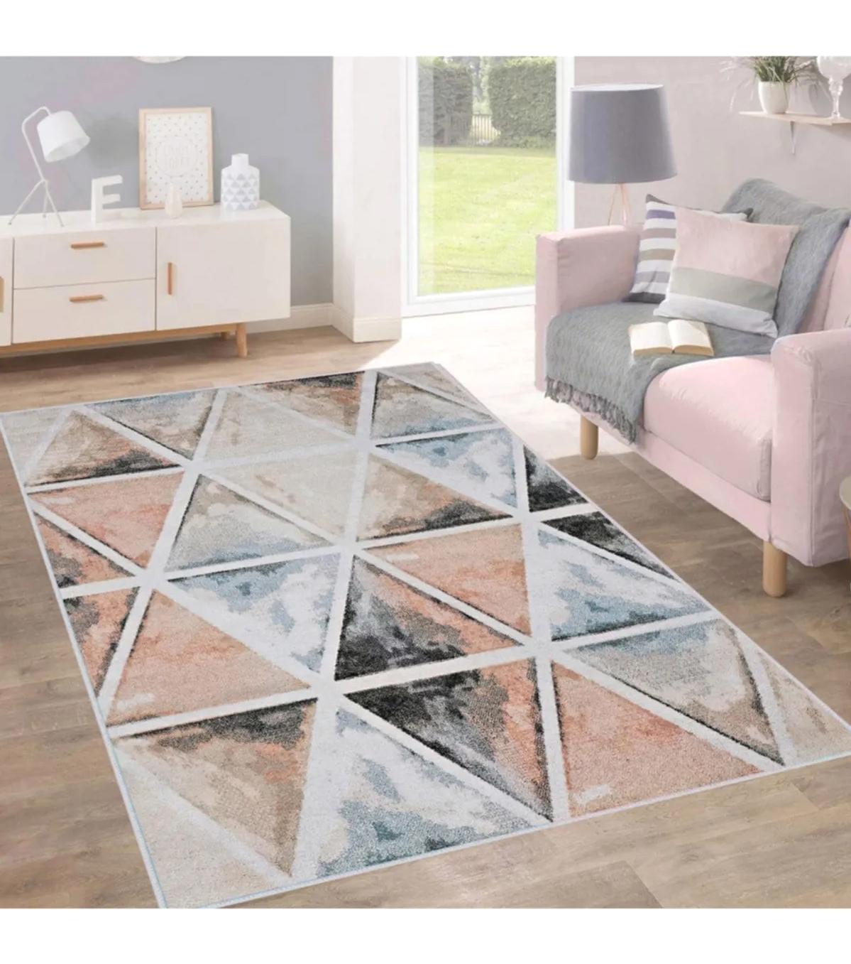 Rovigo Home RVG1706 Çok Renkli 8 mm Polyester Antibakteriyel-Leke Tutmaz-Toz Tutmaz Yıkanabilir İnce Kaymaz Dot Taban Dikdörtgen Makine Dokuma Salon Halısı 80x500 cm
