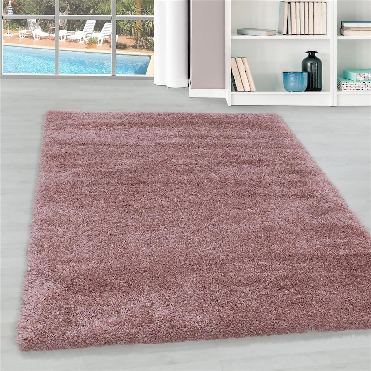 Red Halı Pembe 30 mm Polipropilen Antibakteriyel Yıkanabilir Kalın Kaymaz Lateks Taban Dikdörtgen Makine Dokuma Salon Halısı 120x200 cm