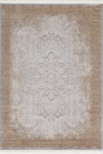 Royal Halı Yadigar JE00H Bej-Kahverengi 5 mm Polyester Toz Tutmaz Yıkanabilir Kalın Kaymaz Lateks Taban Dikdörtgen Makine Dokuma Salon Halısı 100x150 cm