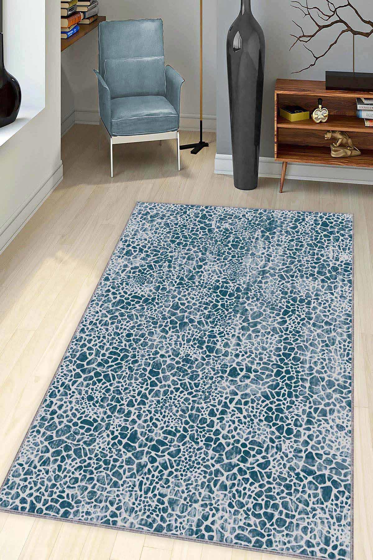 Viva Home LE009 Çok Renkli 7 mm Mikropolyester Leke Tutmaz-Yalıtıma Yardımcı Yıkanabilir İnce Kaymaz Taban Dikdörtgen Makine Dokuma Salon Halısı 100x600 cm