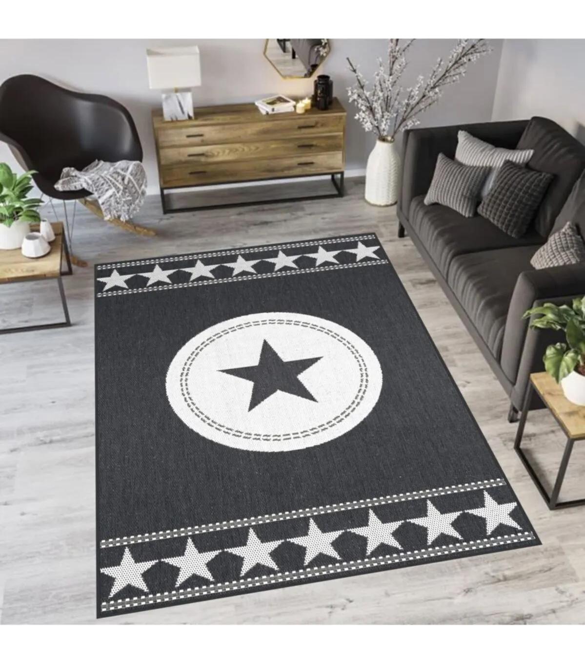 Rovigo Home RVG1268 Çok Renkli 8 mm Polyester Antibakteriyel-Leke Tutmaz-Toz Tutmaz Yıkanabilir İnce Kaymaz Dot Taban Dikdörtgen Makine Dokuma Salon Halısı 140x200 cm