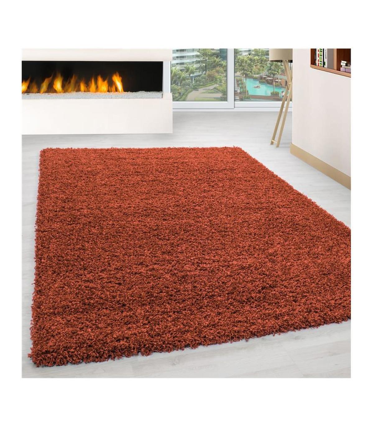 Carpettex Kiremit 30 mm Polipropilen Antibakteriyel Yıkanabilir Kalın Kaymaz Lateks Taban Dikdörtgen Makine Dokuma Salon Halısı 140x200 cm
